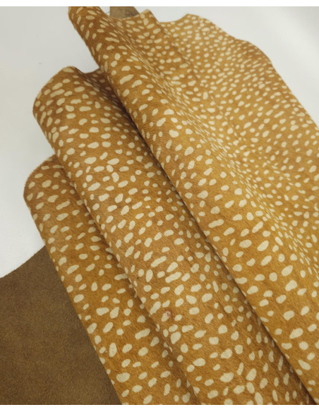 Tan Deer Hair on Hide Leather