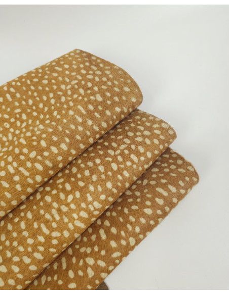 Tan Deer Hair on Hide Leather