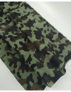 Green Camouflage Hair on Hide Leather 2