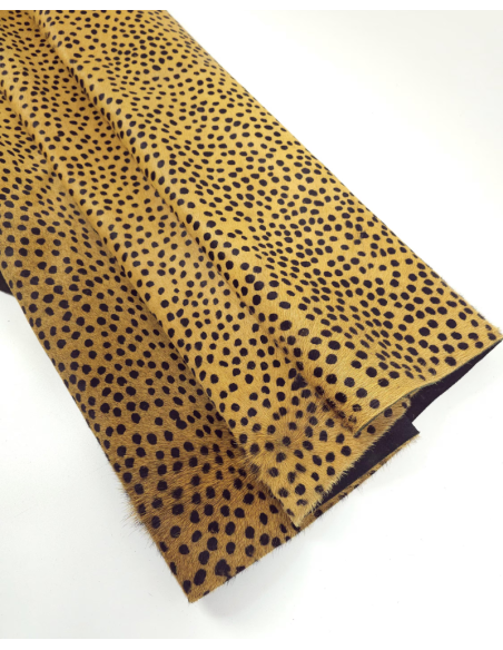 Natur Cheetah Cavallino Calfskin Medium Pattern Hair On Hide Leather (Animal Print)