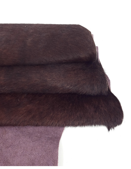Shaved Chocolate Cavallino Calfskin Hair on Hide Leather
