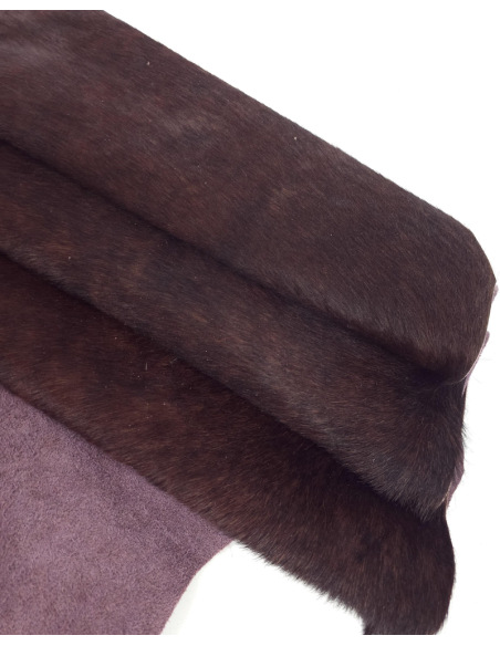 Shaved Chocolate Cavallino Calfskin Hair on Hide Leather