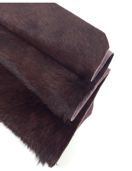 Shaved Chocolate Cavallino Calfskin Hair on Hide Leather