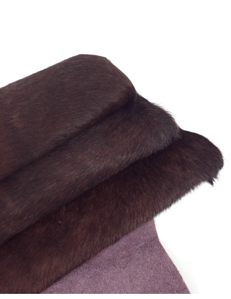 Shaved Chocolate Cavallino Calfskin Hair on Hide Leather