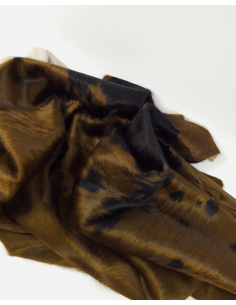 Golden Brown Black Brindle Cavallino Calfskin Hair on Hide Leather