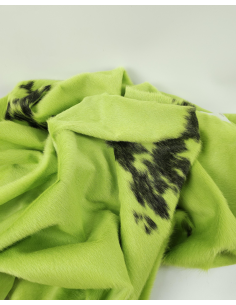 Lime and Black Brindle Cavallino Luxurious Calfskin Hair on Hide Rug Leather 2