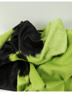 Lime and Black Brindle Cavallino Luxurious Calfskin Hair on Hide Rug Leather