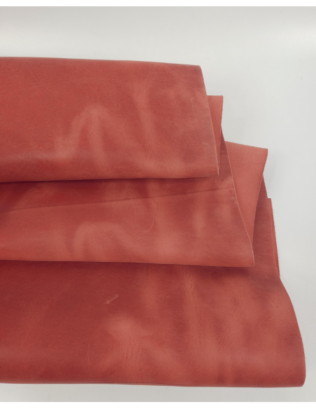 Coral Crazy Horse V2 Vintage Pull Up Rustic Thick Leather