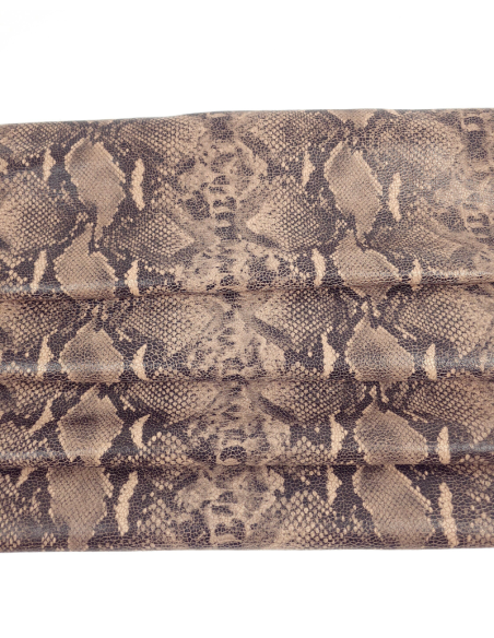 Old Rose and Black Snaktonics Crackled Snake Pattern Relief Leather