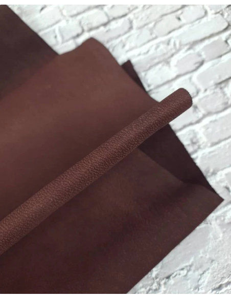 Decadent Chocolate Jaipur Embossed Milled Very Soft Nubuck Leather