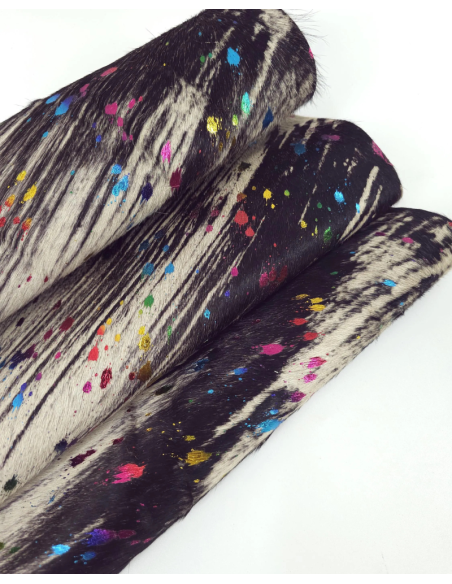 Brindle Foil Acid Washed Multi Color Calfskin Leather