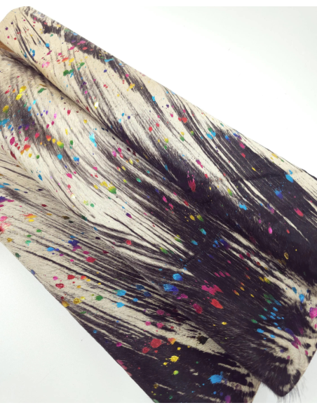 Brindle Foil Acid Washed Multi Color Calfskin Leather
