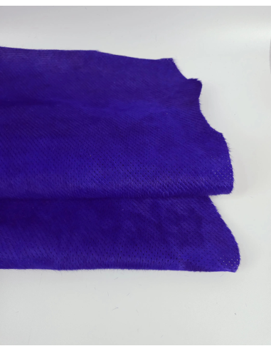 Purple Perforated Cavallino Calfskin Hair on Hide Leather
