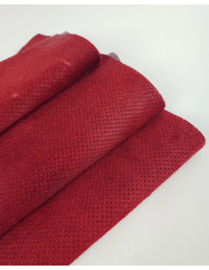 Red Perforated Cavallino Calfskin Hair on Hide Leather