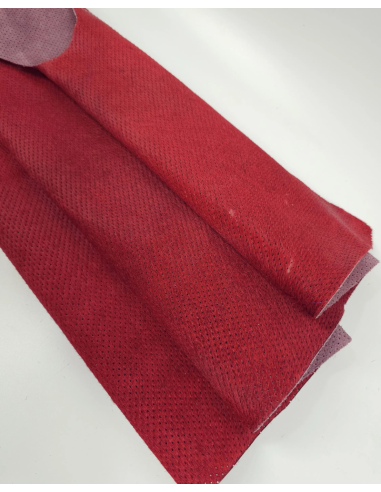 Red Perforated Cavallino Calfskin Hair on Hide Leather