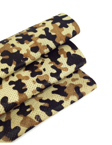 Brown Camouflage Perforated Hair on Hide Leather