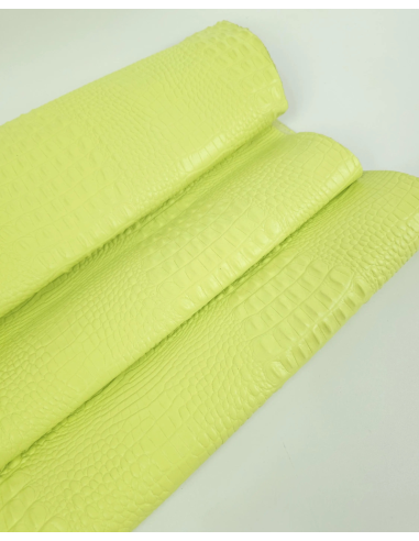 Sunny Lime Crocodile Alligator Leather Embossed Texture Amazing Relief OZ 2018 V2