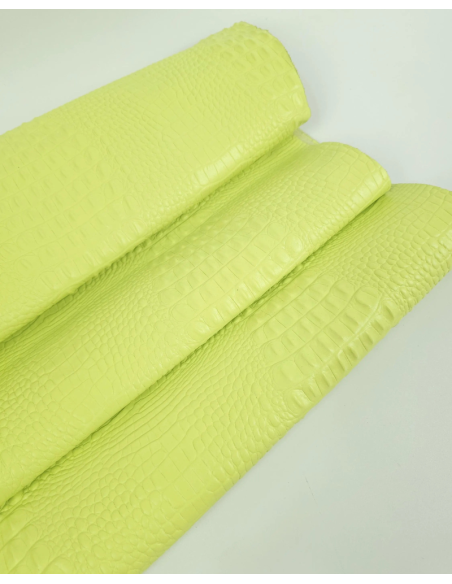 Sunny Lime Crocodile Alligator Leather Embossed Texture Amazing Relief OZ 2018 V2