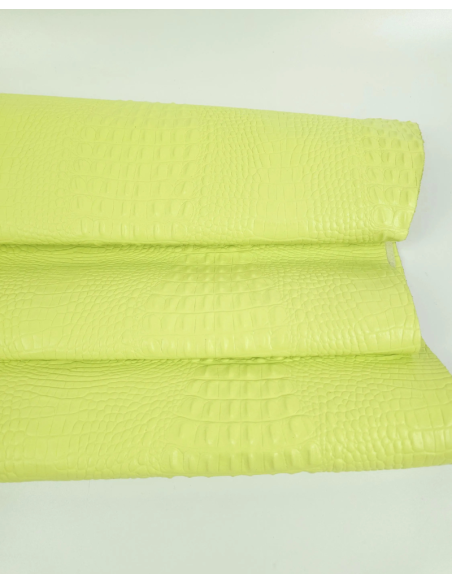 Sunny Lime Crocodile Alligator Leather Embossed Texture Amazing Relief OZ 2018 V2