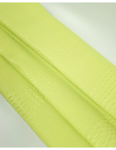 Sunny Lime Crocodile Alligator Leather Embossed Texture Amazing Relief OZ 2018 V2