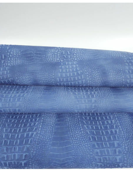 Parisian Blue Vintage Pull Up Crocodile Alligator Leather Embossed Texture Amazing Relief OZ 2018 V2