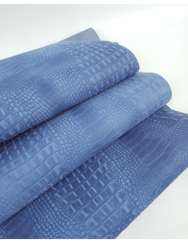 Parisian Blue Vintage Pull Up Crocodile Alligator Leather Embossed Texture Amazing Relief OZ 2018 V2