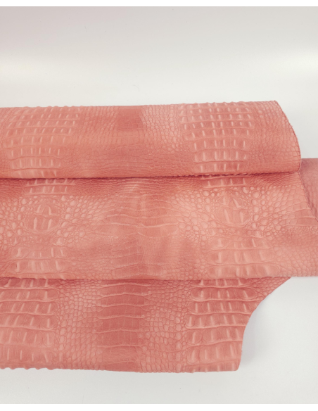 Coral Haze Vintage Pull Up Crocodile Alligator Leather Embossed Texture Amazing Relief OZ 2018 V2