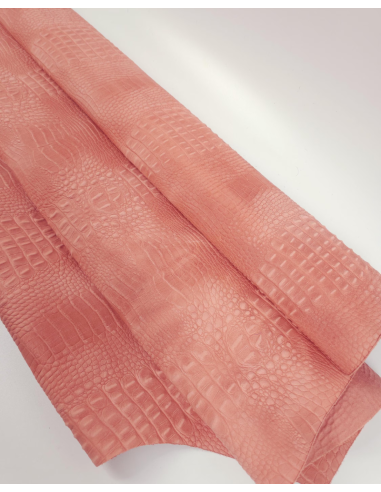 Coral Haze Vintage Pull Up Crocodile Alligator Leather Embossed Texture Amazing Relief OZ 2018 V2