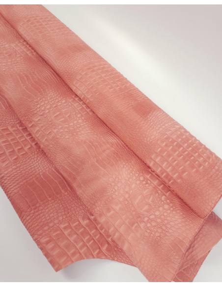 Coral Haze Vintage Pull Up Crocodile Alligator Leather Embossed Texture Amazing Relief OZ 2018 V2