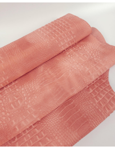 Coral Haze Vintage Pull Up Crocodile Alligator Leather Embossed Texture Amazing Relief OZ 2018 V2