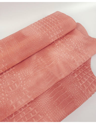 Coral Haze Vintage Pull Up Crocodile Alligator Leather Embossed Texture Amazing Relief OZ 2018 V2