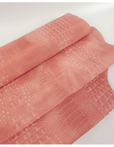 Coral Haze Vintage Pull Up Crocodile Alligator Leather Embossed Texture Amazing Relief OZ 2018 V2