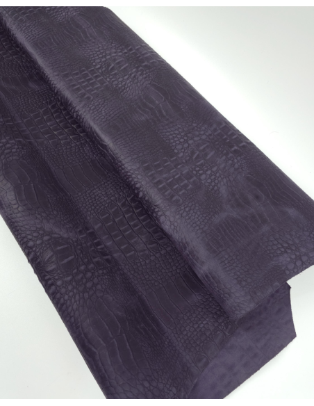 Purple Velvet Vintage Pull Up Crocodile Alligator Leather Embossed Texture Amazing Relief OZ 2018 V2