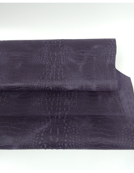 Purple Velvet Vintage Pull Up Crocodile Alligator Leather Embossed Texture Amazing Relief OZ 2018 V2