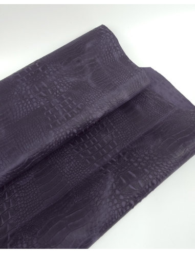 Purple Velvet Vintage Pull Up Crocodile Alligator Leather Embossed Texture Amazing Relief OZ 2018 V2
