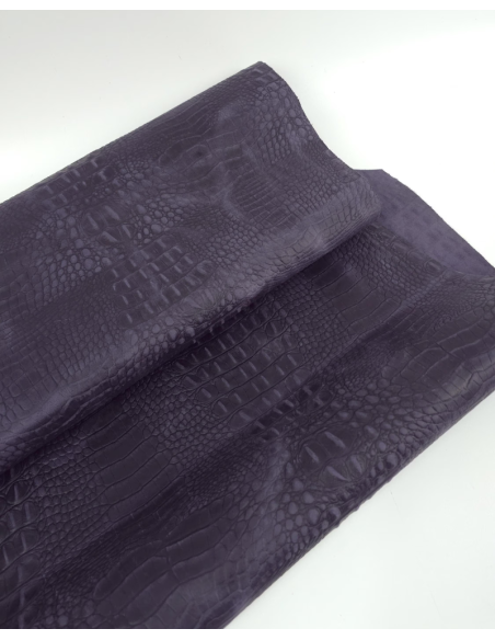 Purple Velvet Vintage Pull Up Crocodile Alligator Leather Embossed Texture Amazing Relief OZ 2018 V2