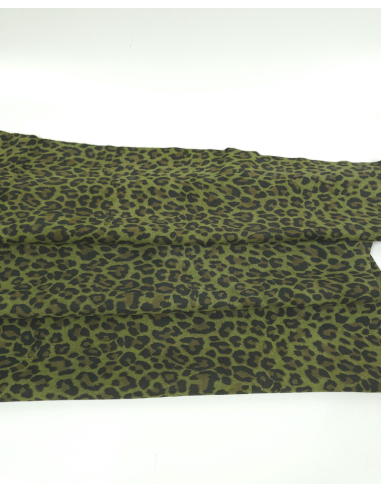 Cedar Green Leopard Acid Printed Soft Leather