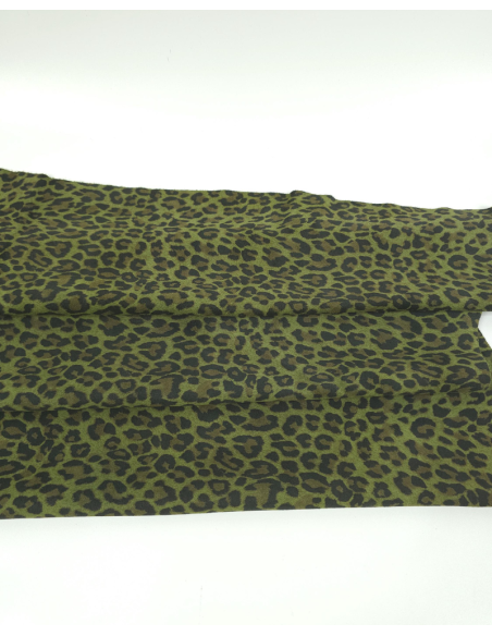Cedar Green Leopard Acid Printed Soft Leather