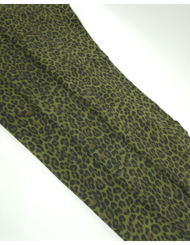 Cedar Green Leopard Acid Printed Soft Leather