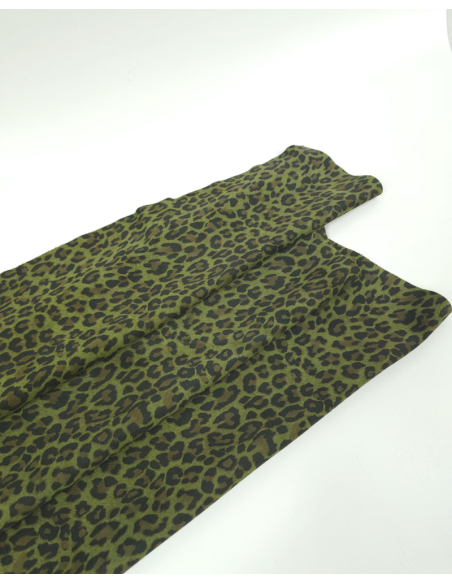 Cedar Green Leopard Acid Printed Soft Leather