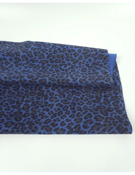 Classic Blue Leopard Acid Printed Soft Leather