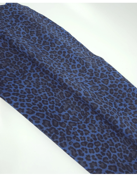 Classic Blue Leopard Acid Printed Soft Leather