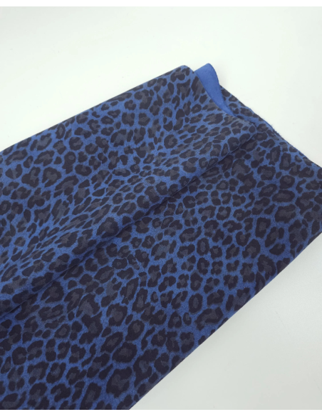 Classic Blue Leopard Acid Printed Soft Leather
