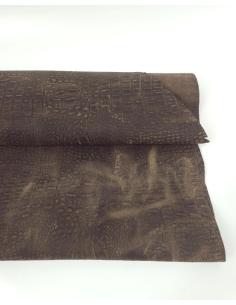 Cocoa Vintage Pull Up Crocodile Alligator Leather Embossed Texture Amazing Relief OZ 2018 V2 2