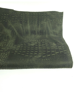 Dusty Olive Vintage Pull Up Crocodile Alligator Leather Embossed Texture Amazing Relief OZ 2018 V2 2