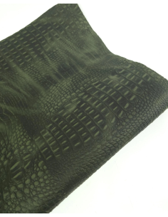 Dusty Olive Vintage Pull Up Crocodile Alligator Leather Embossed Texture Amazing Relief OZ 2018 V2