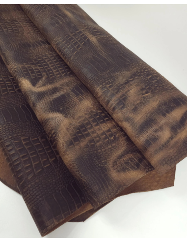 Chocolate Lab Vintage Pull Up Crocodile Alligator Leather Embossed Texture Amazing Relief OZ 2018 V2