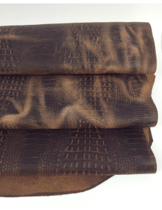 Chocolate Lab Vintage Pull Up Crocodile Alligator Leather Embossed Texture Amazing Relief OZ 2018 V2 2