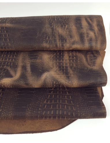 Chocolate Lab Vintage Pull Up Crocodile Alligator Leather Embossed Texture Amazing Relief OZ 2018 V2