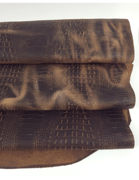 Chocolate Lab Vintage Pull Up Crocodile Alligator Leather Embossed Texture Amazing Relief OZ 2018 V2
